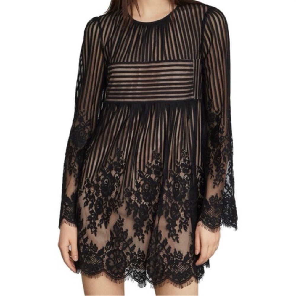 💞3 for $50💞BCBGMAXAZRIA black lace babydoll mini dress size Medium - Picture 3 of 14